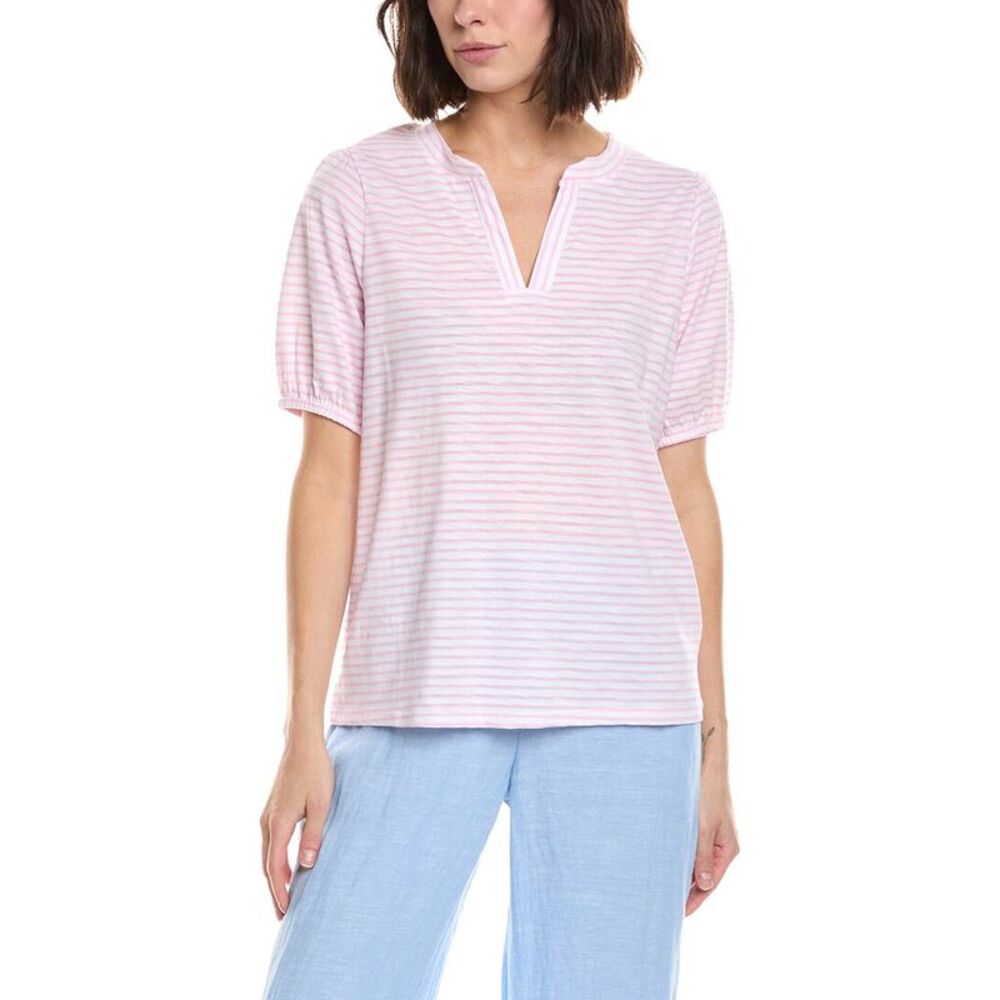 Stella Parker Womens  Caroline Notch Neck Puff Sleeve Top, Pink